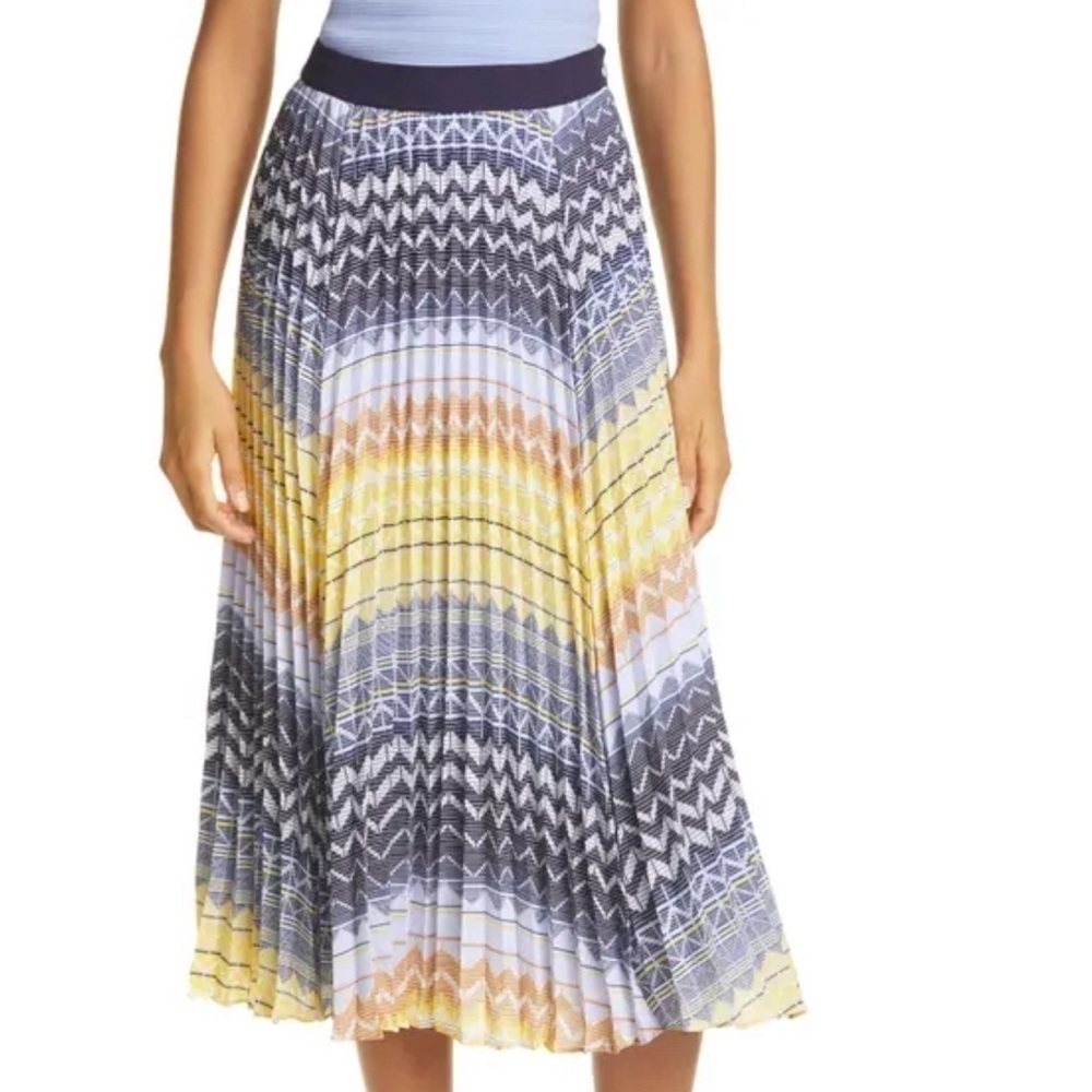 Ted Baker London Denese Chevron Print Pleated Skirt